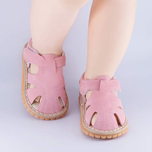 Image of WILLFUN Baby Boy Girl Summer Infant Squeaky Sandals Premium Rubber Sole Closed-Toe Non-Slip Shoes Toddler First Walkers