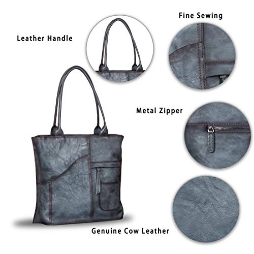 Bolso Tote Vintage de Cuero Genuino para Mujer miniatura 6