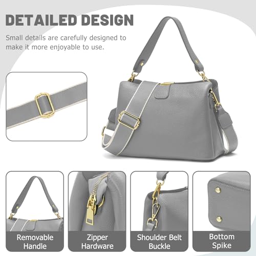 Image of Small Women Soft Genuine Leather Shoulder Bag Crossbody Purses for Lady Bucket Handbag