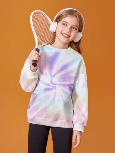 Image of Haloumoning Girls Oversized Crewneck Sweatshirts Kids Fleece Pullover Tops