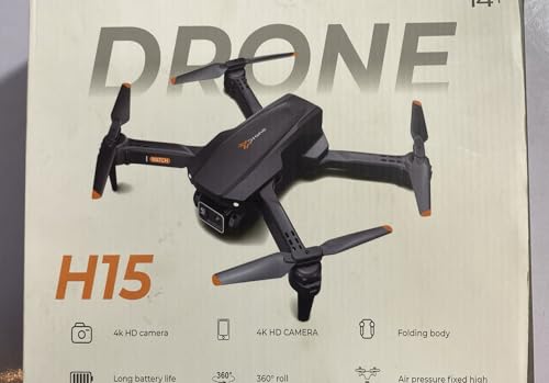 Image of H15 Drone with 4K HD Dual FPV Camera for Adults, Kids, Beginners, 4K ESC Dual Lens, Optical Flow Fixed Point, Foldable RC Quadcopter