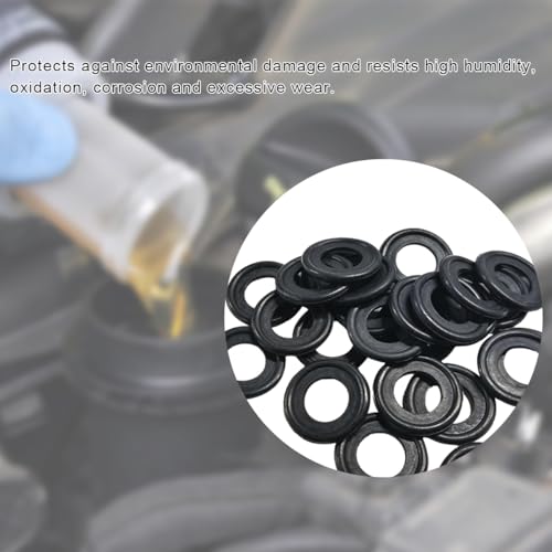 Image of 25 PCS M14 Car Oil Drain Plug Gasket, Rubber Oil Drain Plug Crush Washers Sealing Gasket, Vehicle Engine Oil Seal Washer Replacement for Car Truck SUV, Car Accessories