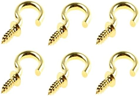 MetalCraft Brass Plated J Hook Screw Half Circle Eye Shape, Self Tapping Hooks Ring Bronze Plated (1 Inch, 25)