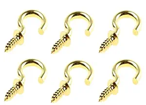 UAPAN MetalCraft Brass Plated J Hook Screw Half Circle Eye Shape, Self Tapping Hooks Ring Bronze Plated (1.5 Inch, 25)