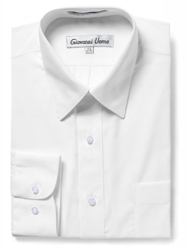 GIOVANNI UOMO Men's Traditional Fit Solid Color Dress Shirt White 18.5 32/33