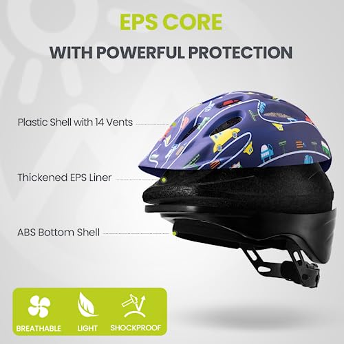 Outdoormaster Kids Bike Helmet - From Toddler To Youth Sizes - Adjustable Safety Unicorn Helmet For Children (Age 3-15), 14 Vents For Multi-Sport - Yale Blue, M #TOP4