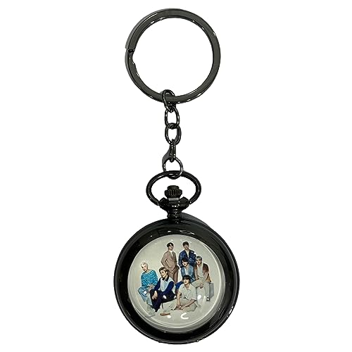 Image of AUGEN Premium Pocket Watch Metal Keychain BTS 3 Retro Vintage for Gifting With Key Ring Anti-Rust (Pack Of 1)