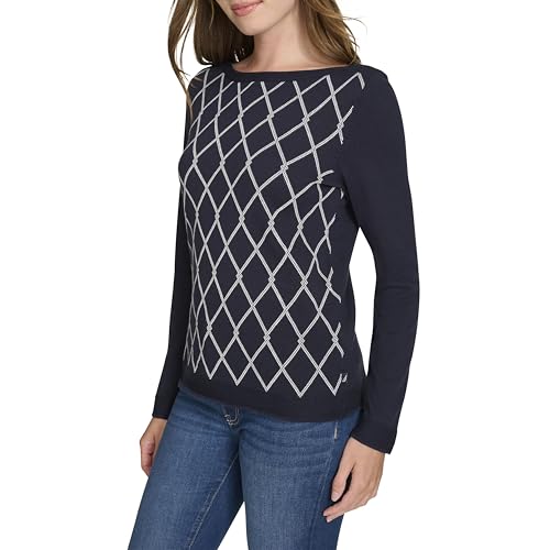 Image of Nautica Women's Boatneck Pullover Intarsia Long Sleeve