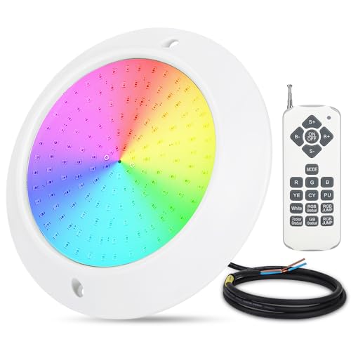 KWODE Foco de Piscina LED Par56, 20W RGB iluminación de la Piscina con mando a distancia, IP68 bajo el agua de iluminación LED, AC/DC 12V lámpara de la piscina reemplazar PAR56 foco y foco halógeno