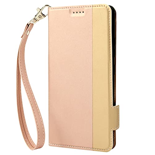 OZKURT Coque pour Sony Xperia Pro-i, Folio à Rabat avec Fentes pour Cartes Béquille Design Dragonne PU Cuir Etui Portefeuille,Rose