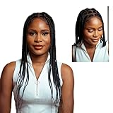 Wow Braids Box Braid Wig - Knotless Braided Wigs for Black women, with 360 glueless Full Swiss Lace Cap, & Human Baby Hair Frontal, Synthetic Long Neat African Handmade Braiding - 18 inch/Black