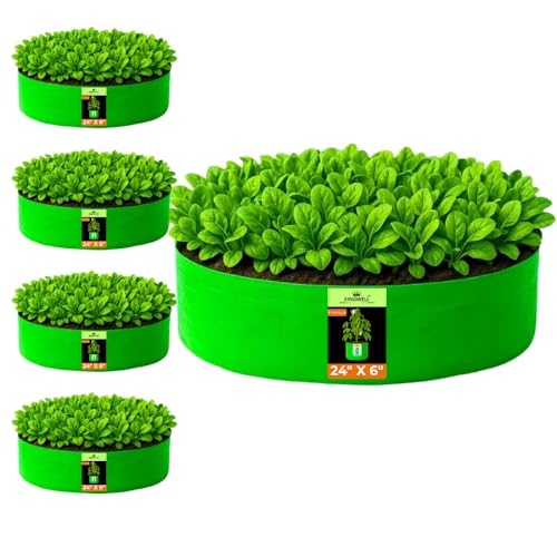 Image of Kingwell grow bags 24x6 inch pack of 5 Grow Bag For Terrace Garden Leafy Vegetable Plant Grow Bags Fruits Growing Containers For terrace Gardening