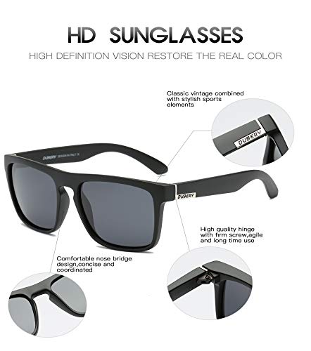 DUBERY Classic Polarized Sunglasses for Men Women Retro 100% UV Protection Driving Sun Glasses D7313