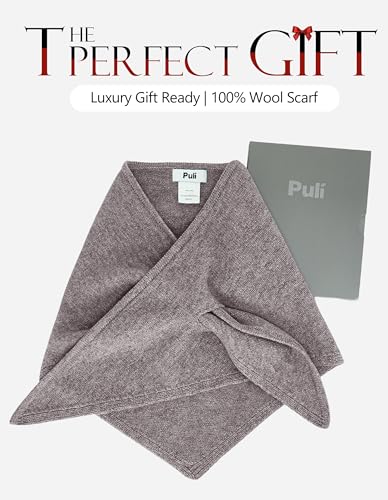 PULI Women's Luxury 100% Wool Triangle Scarf Warm Neck Head Shawl Wraps Winter Fashion Accessories Gift Package2