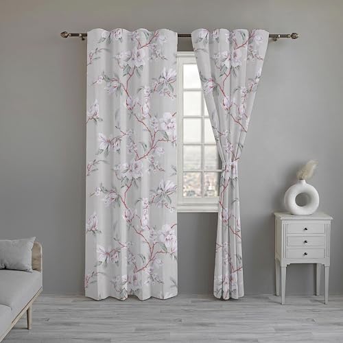 Image of LINENWALAS Cotton Back Tab /Apron Semi Sheer Curtains Semi Sheer Curtains For Door Set Of 2, Linen Textured Doors For Home Decor, Hangs Elegantly With Back Loops (4.5Ft X 7.5 Ft, Vintage Floral)
