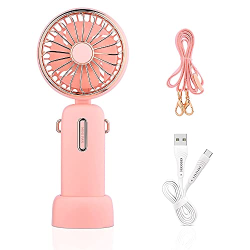 Mini ventilateur portable rose pliable et rechargeable USB à trois vitesses - 2
