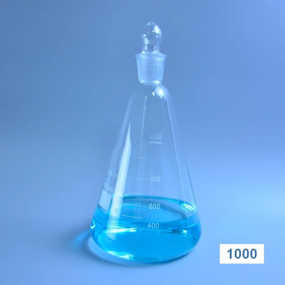 Botella de vidrio de borosilicato, Matraz Erlenmeyer de vidrio con tapa 24/29, 50-5000 ml, for laboratorio(2000ml)