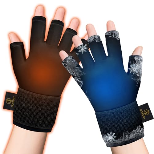 2 Pack Ice Gloves for Arthritis Hands Pain Relief, Adjustable Hand Ice Pack for Hot & Cold Therapy, Reusable Gel Compression Finger Wrist Ice Pack for Tendinitis, Carpal Tunnel,Swelling (M( 2PCS))