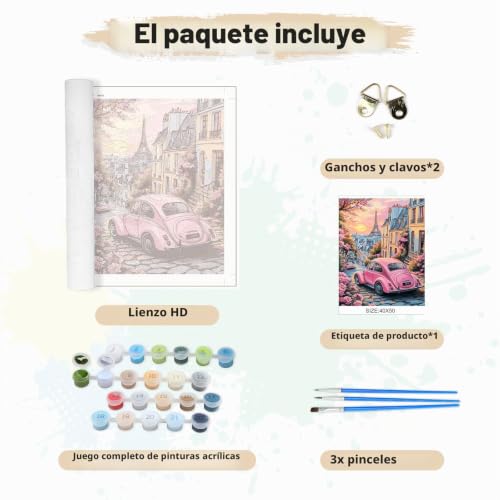 Miniatura 7 de MEIYUDA Pintar por Numeros Adultos París al atardecer, DIY Painting by Numbers Kits Cuadros por Numeros, Pintura de Bricolaje Sobre Lienzo con Pinceles Decoración para el Hogar 40x50cm(sin marco)