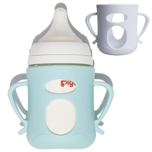Image of Mamigeor For Pigeon Glass Baby Bottle Silicone Holder, compatible with 5.4 oz, designed exclusively for glass baby bottles. (5.04oz) 2pcs