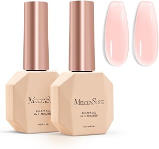 MelodySusie 2PCS 15ML Pink Builder Nail Base Gel for Nails Thickening,Soak Off UV Extension Gel,Rhinestone Glue in a Bottle for Nail Art Design Gift for Women DIY Manicure at Home 012 * 2