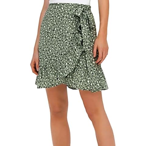 Only Onlolivia Wrap Skirt Wvn Noos Falda, Verde cuño/AOP:Hella Graphic, L para Mujer Cover