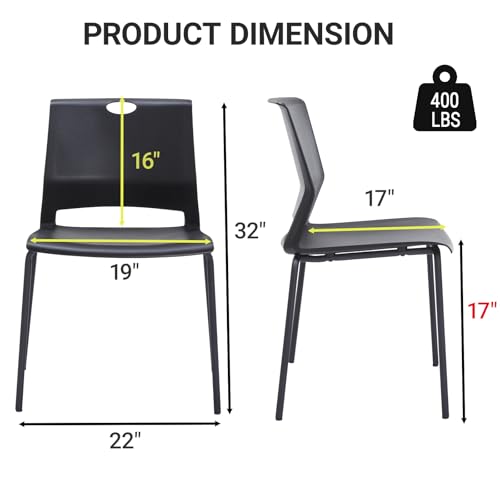 Image of Sidanli Black Stacking Chairs Set of 4, Plastic Stackable Chair for Office Conference Waiting Break Room