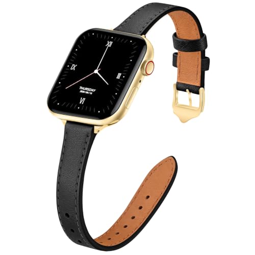 Image of JR.DM Slim Leather Bands Compatible with Apple Watch Band 38mm-49mm | Genuine Leather Thin Band Feminine Design Strap for Iwatch Ultra SE Series 11 10 9 8 7 6 5 4 3 2 1
