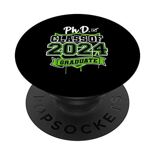 PHD Graduate Class of 2024 PopSockets Swappable PopGrip, Black