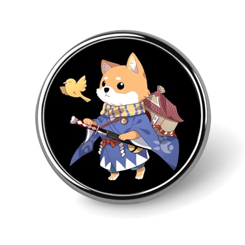 バッジ 円形 徽章 かわいい 柴犬 犬柄 和風 武士 缶バッジ 胸章 ピンバッチ ボタンブローチ 25mm おしゃれ ネクタイピン コレクション バッグ飾 帽子 胸飾り かばん掛け 工芸品 取付簡単 男女兼用 プレゼント