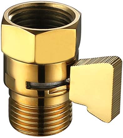 Water Flow Control Valve, Angle Simple Brass Shut Off Valve for Handheld Shower, Water Volume Adjust Valve, Shower Head Flow Control Valve, Water Pressure Regulator, Gold