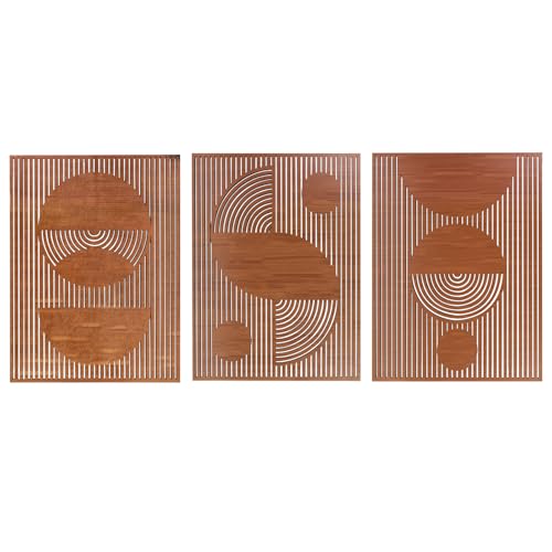 Décoration murale géométrique bois haut de gamme style abstrait creux et finitions marron vintage