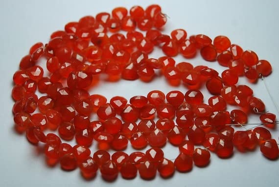 Carnelian faceted heart briolettes orange fanta pour cadeau bijou unique