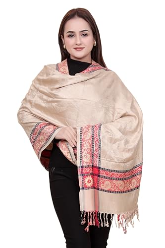 Image of KRITI Paisley Design Woollen Beige Color Shawl For Women