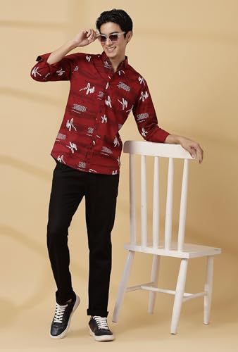 Image of Majestic Man Men's Cotton Slim Fit Printed Casual Shirt