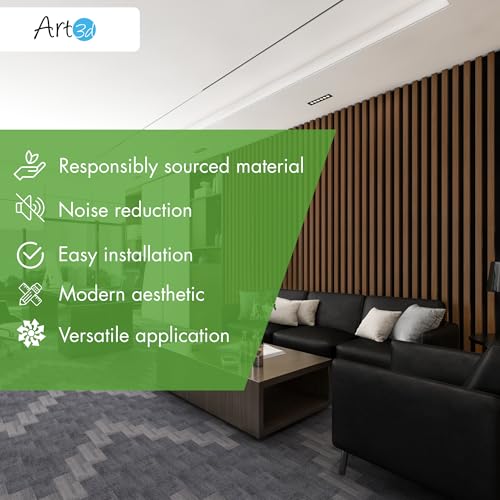 Image of Art3d 12 inch x 24 inch Acoustic Wood Slat Wall Panel, 20pcs, 40 sq.ft, Deep Walnut