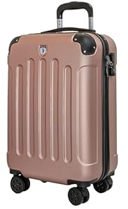 UTTAM 20 Inch Lightweight Cabin Bag - Carry On Suitcase, ABS, Water Resistant & Locking System - Easyjet Overhead (56x23x38cm) (Rose Gold)
