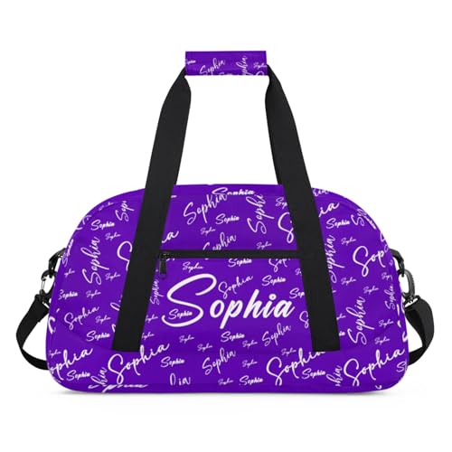 Personalized Duffle-Bag for Girls Boys,Custom Name Sports Gym Baseball Bag,Carry-on Lightweight for Travel Outdoor Deep Purple