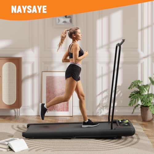 Image of NAYSAYE Walking Pad with Handle Bar, Walking Pad Treadmill with Incline, Walking Treadmills for Home with Screen, 2 in 1 Portable Under Desk Treadmill for Home, Remote Control, Smart App