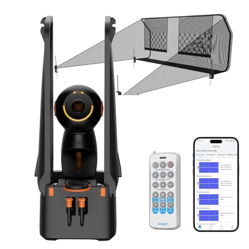 Table Tennis Robot, PUSUN Ping Pong Machine with Ball Recycling Facility, AI Voice Control, Built-in Preset Training Drills,EAL-time Spin/Speed/Landing Point Adjustment,Easy to Install