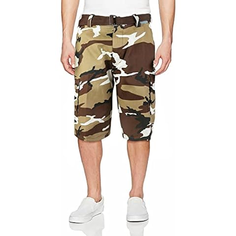 vkwear Men's Tactical Military Army Camo Camouflage Slim Fit Cargo Shorts with Belt (30, Brown Camo) Cover