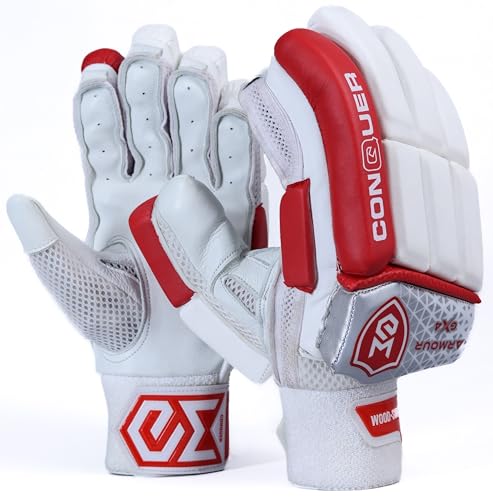 Image of Polyurethane|Armour-Gx4 (4.0)|Cricket Batting Gloves|Multi Color (Silver-White-Red, Medium, Right)