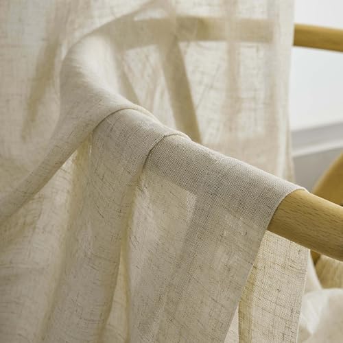 Home Brilliant Premium Linen Semi Sheer Curtains Drapery for Privacy, Linen Voile Curtains for Bedroom Living Room, Rod Pocket, 72 inch Drop, 2 Pack - Cosy Home Interiors Home Brilliant Premium Linen Semi Sheer Curtains Drapery for Privacy, Linen Voile Curtains for Bedroom Living Room, Rod Pocket, 72 inch Drop, 2 Pack - Image 4
