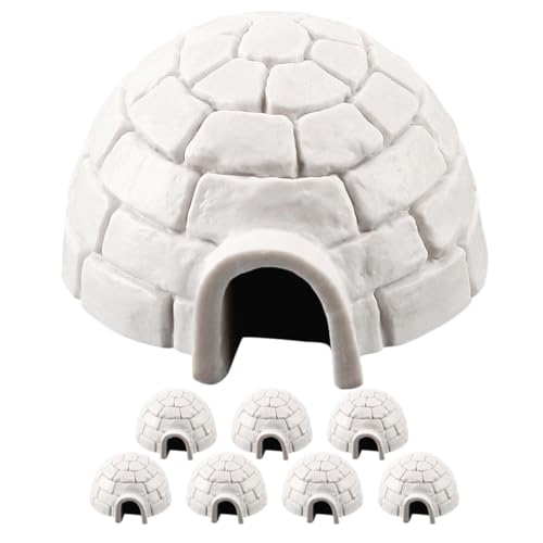 8pcs Plastic Ice House Models, Xmas Winter Diorama Decor