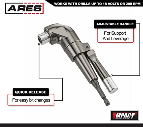 Ares 70790 - Right Angle Driver - Max Torque Of 504 In/Lbs - For Use With 18 Volt Or 2,000 Rpm Drills - Features Quick Release - Easily Swap Out 1/4-Inch Drive Bits #TOP2