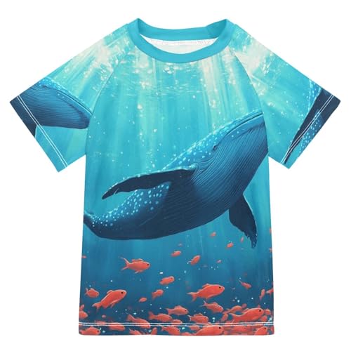 Kids Swimsuit Whale Fish Red Sea Ocean Sunscreen T-Shirts Swimwear Sets UPF 50+