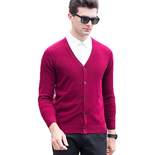 AKDSteel Men Cardigan V-collar Sweater 