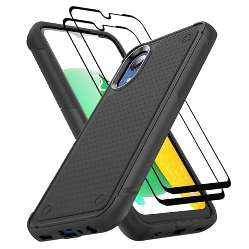 Jeylly for Samsung A03 Core Case, Galaxy A03 Core Case with 2 Screen Protector, Heavy Duty Shockproof Full Body Protection Durable Rubber Cover for Samsung Galaxy A03 Core, Black