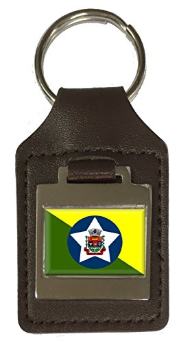 Porte-clés en cuir gravé Barra Do Pirai City Rio de Janeiro pour trousseau