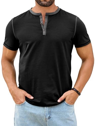 HOTake Men's Henley Shirts Short Sleeve Fitted Cotton Muscle T-Shirt with Button4